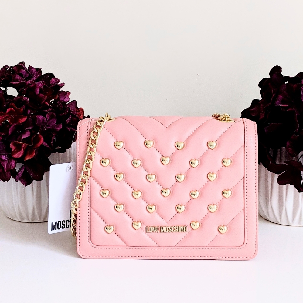 NWT Love Moschino Pink Chevron Quilted Bag - Picture 3 of 12